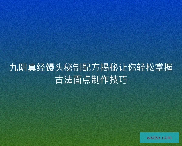 九阴真经馒头秘制配方揭秘让你轻松掌握古法面点制作技巧 九阴真经馒头秘制配方揭秘让你轻松掌握古法面点制作技巧