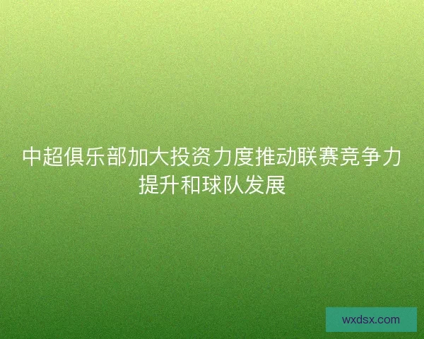 中超俱乐部加大投资力度推动联赛竞争力提升和球队发展 中超俱乐部加大投资力度推动联赛竞争力提升和球队发展