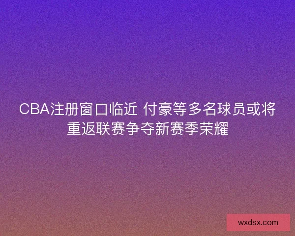 CBA注册窗口临近 付豪等多名球员或将重返联赛争夺新赛季荣耀 CBA注册窗口临近 付豪等多名球员或将重返联赛争夺新赛季荣耀