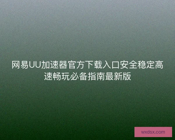 网易UU加速器官方下载入口安全稳定高速畅玩必备指南最新版
