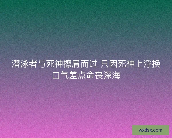潜泳者与死神擦肩而过 只因死神上浮换口气差点命丧深海